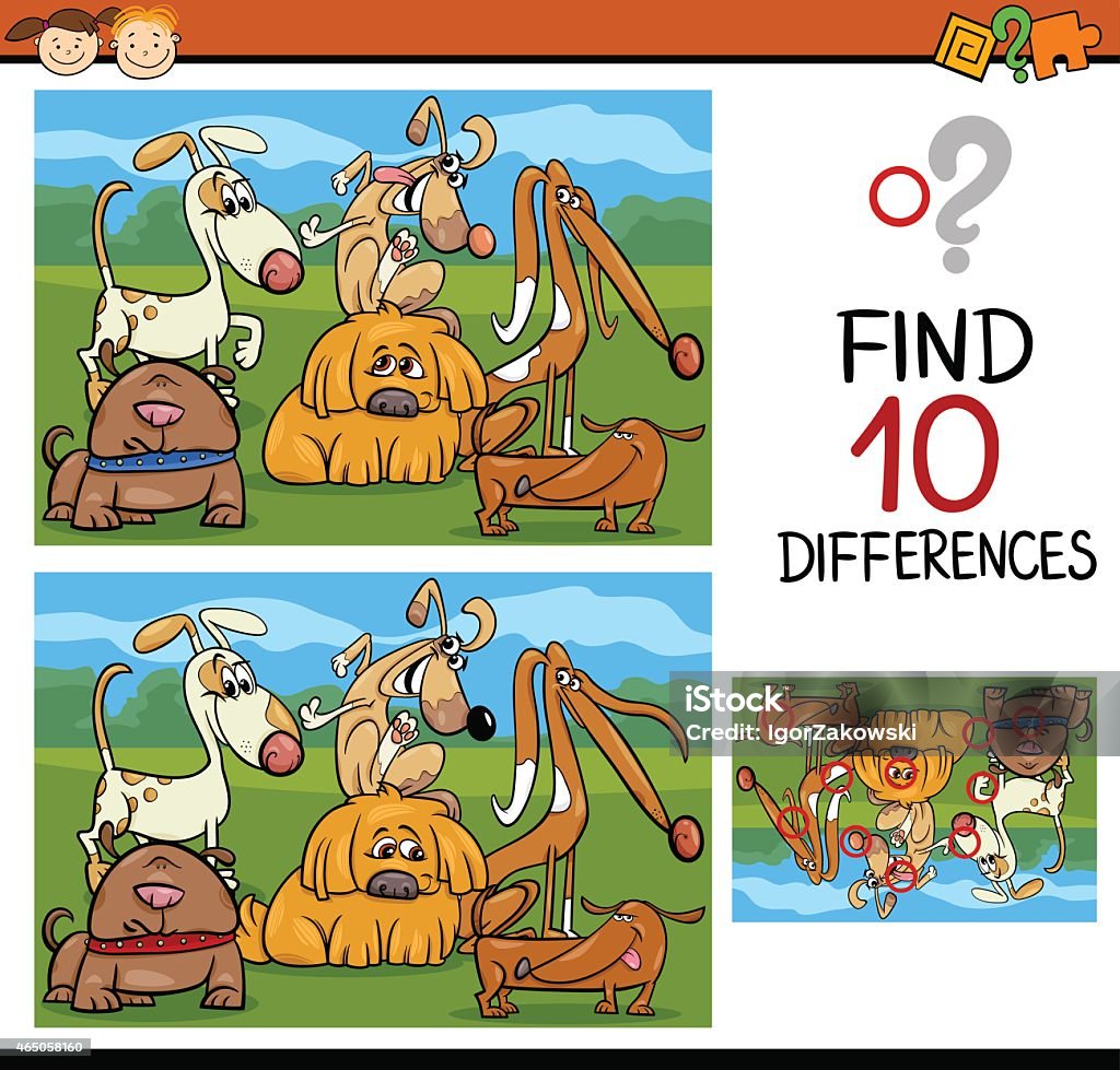 finding differences game cartoon Cartoon Illustration of Finding Differences Educational Game for Preschool Children Contrasts stock vector