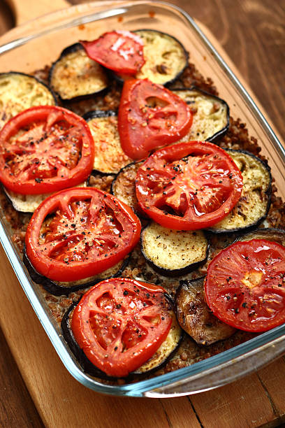 istock Roasted Eggplant with Tomato and Buckwheat Groats 465058257