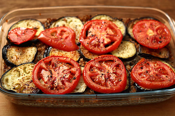 istock Roasted Eggplant with Tomato and Buckwheat Groats 465058305