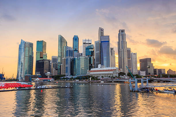 istock Skyline of Singapore at a beautiful sunset 465058430