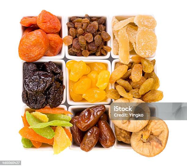Bowls Of Various Dried Fruits Stock Photo - Download Image Now - Abundance, Apricot, Berry Fruit