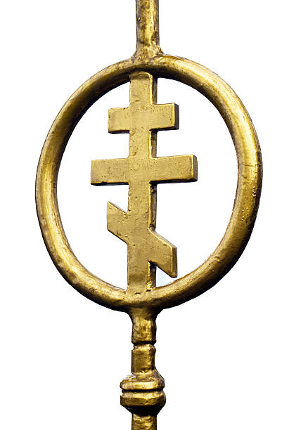 istock Fragment of a gilded church wall, white background 465060480