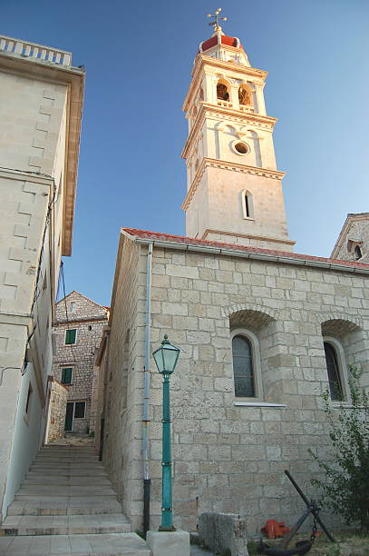 istock Church in Pucisca on Brac Island, Croatia 465063258