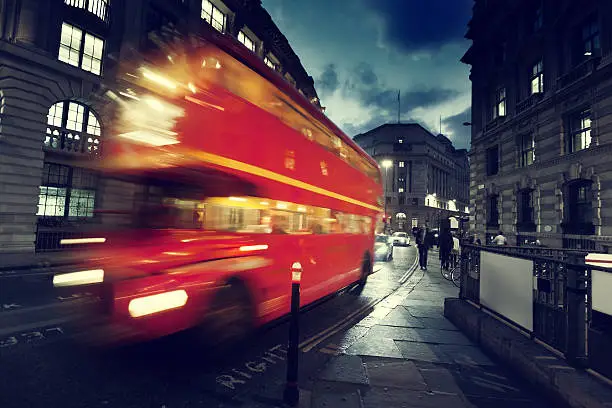 Photo of old bus on street of London