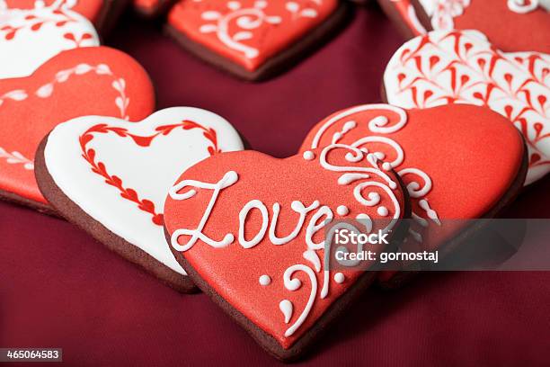 Gingerbread Heart And Tulips Stock Photo - Download Image Now - Appetizer, Baked, Brown