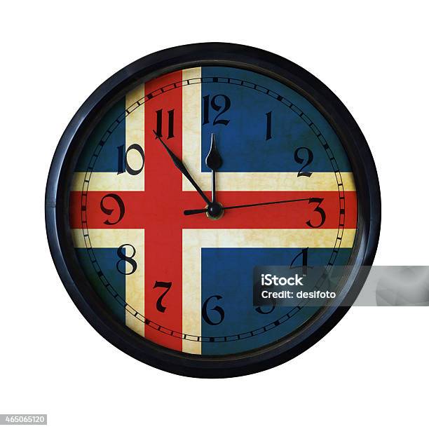 Iceland Flag Wall Clock Watch Port For Same Series Stock Photo - Download Image Now