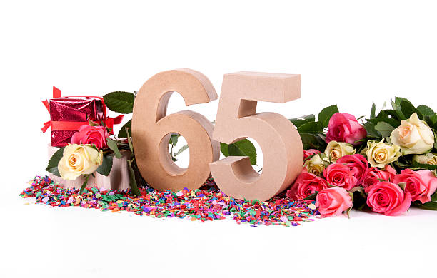 Age in figures, decorated with roses stock photo