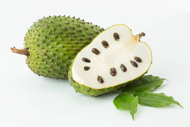Soursop or Guanabana Soursop or Guanabana on white background annona muricata stock pictures, royalty-free photos & images
