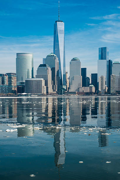 뉴욕 시내 스카이라인 겨울 스톡 사진