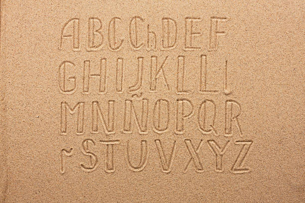 istock Spain alphabet  written on the sand 465066712
