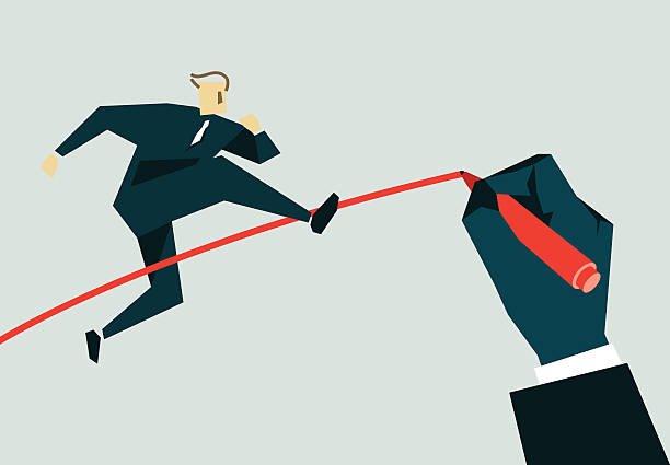 istock An animated image of a businessman jumping over a line 465068058