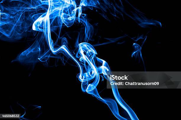 Blue Smoke Isolated On Back Background Stock Photo - Download Image Now - 2015, Abstract, Backgrounds