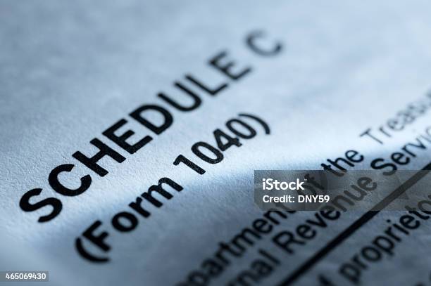 Close Up Of Schedule C From 1040 Tax Form Stock Photo - Download Image Now - Self-Employment, Tax, Tax Form
