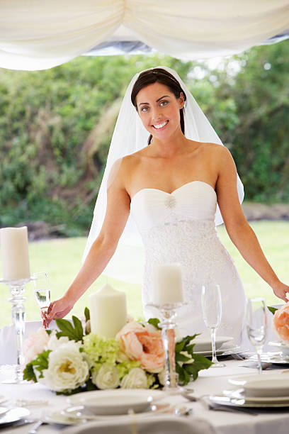 istock Portrait Of Bride In Marquee At Reception 465072717