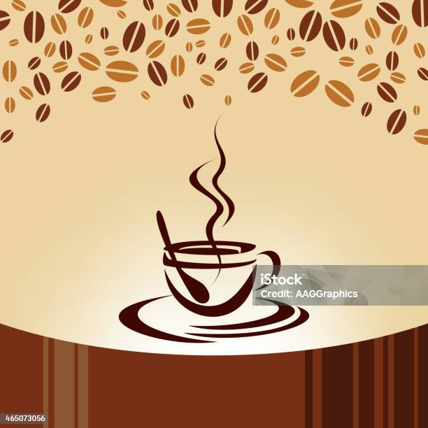 Coffee Cup And Beans Illustration Stock Illustration - Download Image Now - 2015, Brown, Caffeine