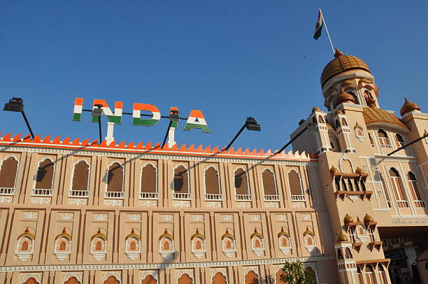 Dubai, UAE - February 12, 2014: India pavilion at Global Village in Dubai, UAE. It is claimed to be the world's largest tourism, leisure and entertainment project.
