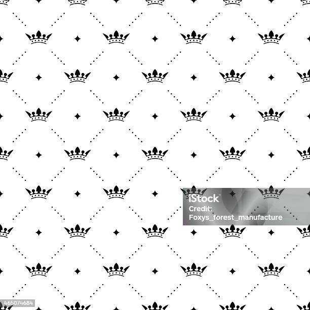 Seamless Vector Black Pattern With King Crowns Stock Illustration - Download Image Now - Crown - Headwear, Pattern, Backgrounds