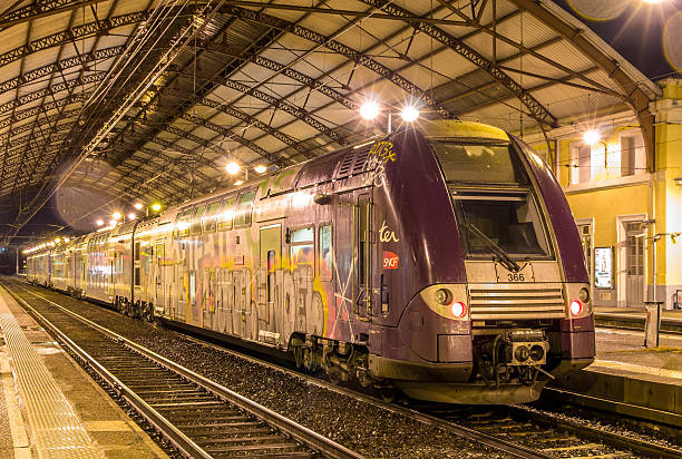 Avignon, France - January 2, 2014: Regional train TER 2N NG at Avignon station on January 2, 2014. These trains were manufactured by Alstom in 2004 - 2010