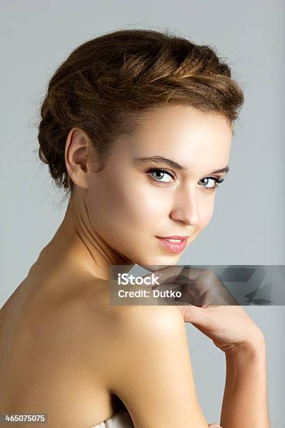 Young Beautiful Spa Woman Touching Her Face Stock Photo - Download Image Now - Adult, Adults Only, Affectionate