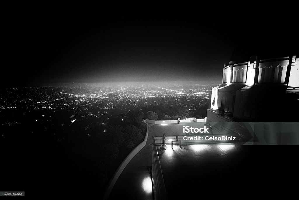 Los Angeles as seen from the Griffith Observatory City viewed from an observatory, Griffith Observatory, Los Angeles, California, USA Black And White Stock Photo