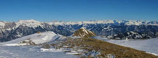 Beautiful mountain panorama. View from the Pizol ski area, St Gallen Canton.