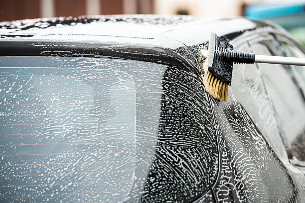 istock Car shampoo and scrub brush 465076583