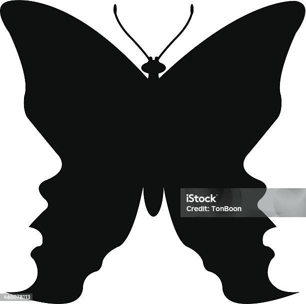 Butterfly Gadające Głowy - Stockowe grafiki wektorowe i więcej obrazów Czarno biały - Czarno biały, Część ciała zwierzęcia, Duchowość