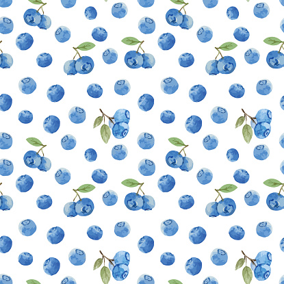 Beautiful vector pattern with tasty watercolor berries