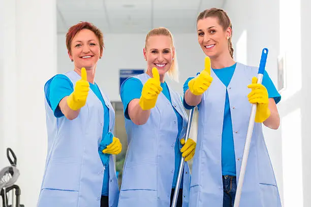 Photo of Cleaning ladies working in team