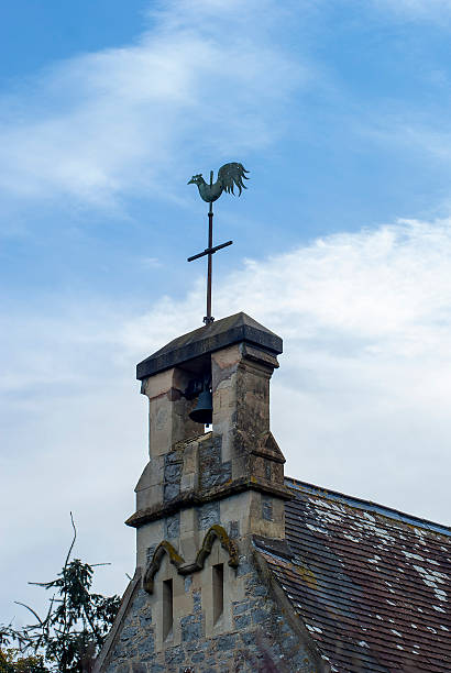 bell - roof roof tile rooster weather vane stock-fotos und bilder