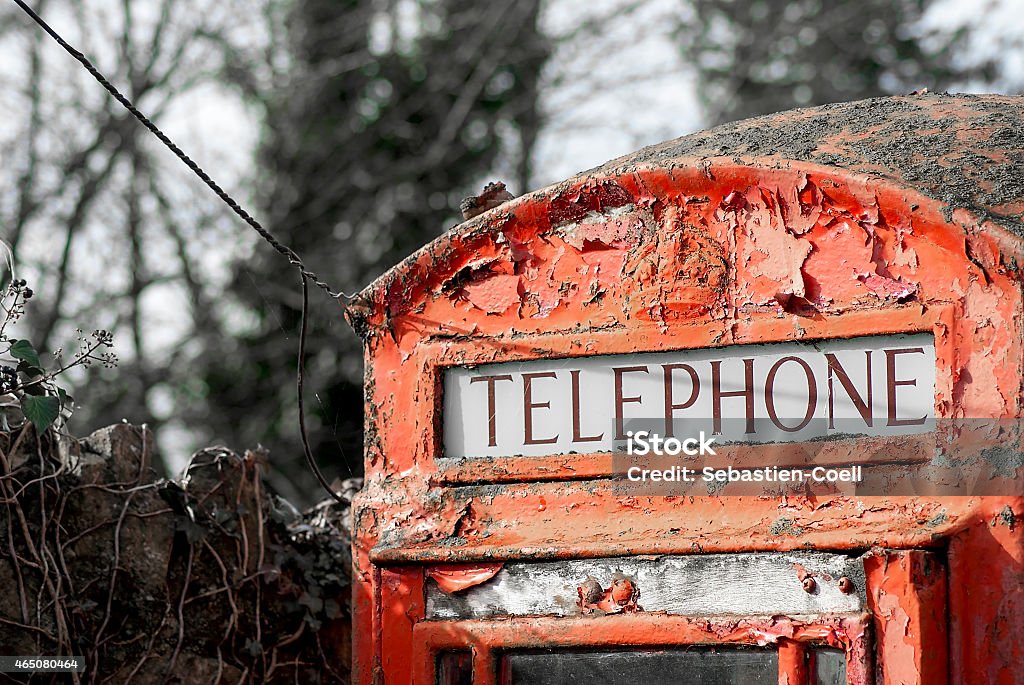 GPO British GPO phonebox with some colours removed, on a overcast dayGPO phonebox with some colours removed, on a overcast day 2015 Stock Photo