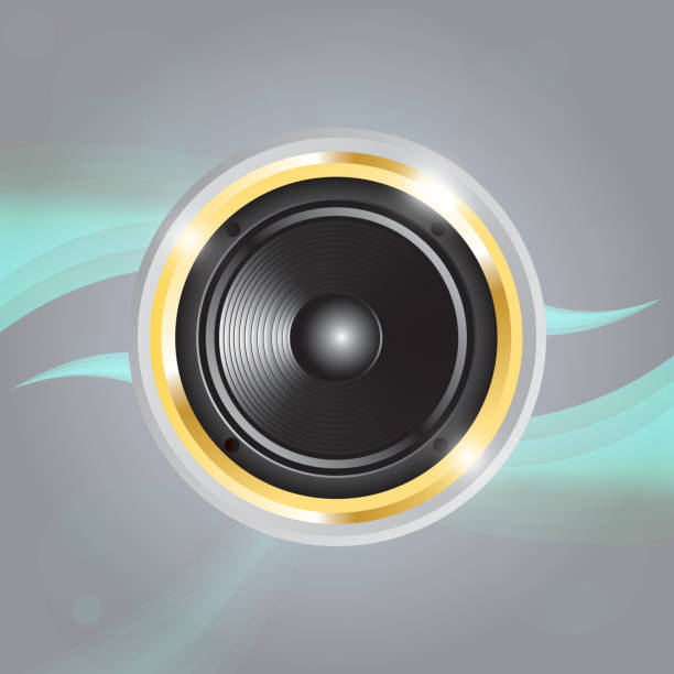 istock Music speaker of gold color 465080611