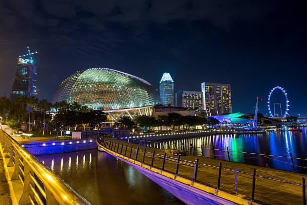 Singapore city skyline at night