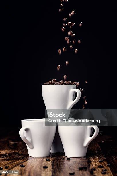 Coffee Beans Falling Stock Photo - Download Image Now - 2015, Backgrounds, Black Color