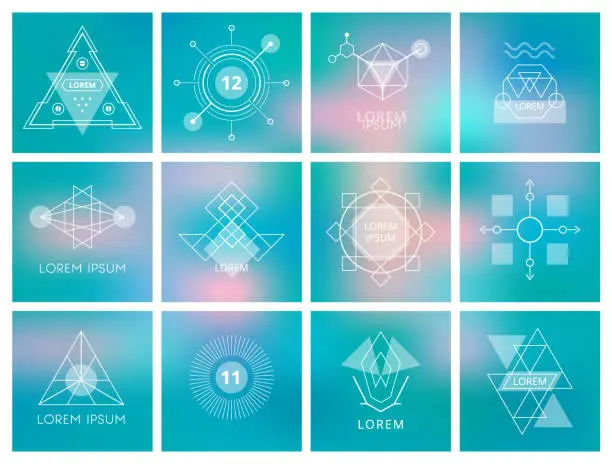 Vector illustration of Futuristic Geometric Hipster Elements and Logos