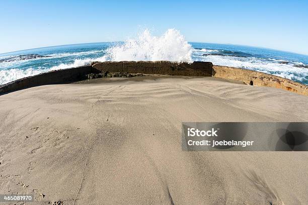 Sea Wall Blocking Wave Stock Photo - Download Image Now - 2015, Beach, Boundary