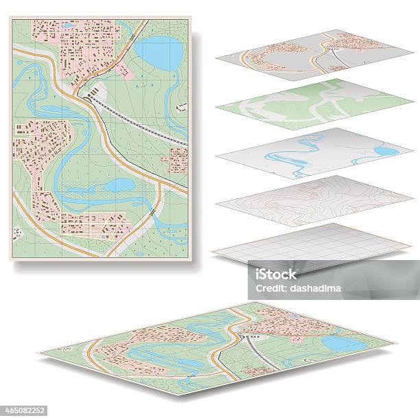Map Into Vector Vector Map Stock Illustration - Download Image Now - Layered, Map ...