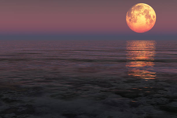 Moon over the sea stock photo