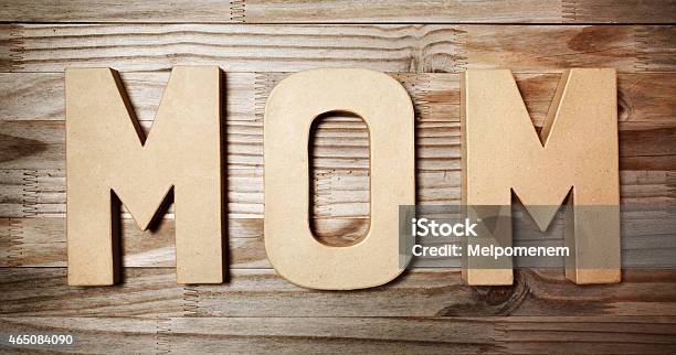 Mom Text In Big Cardboard Letters Stock Photo - Download Image Now