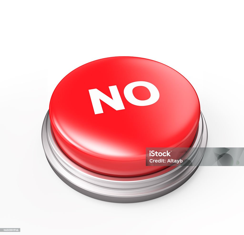 No Red Button No Red Button  , Isolated , 3d render Push Button Stock Photo