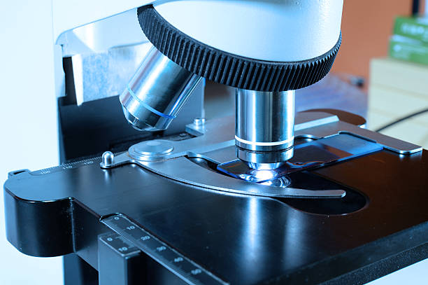 istock close up shot of microscope at the blood laboratory 465086536