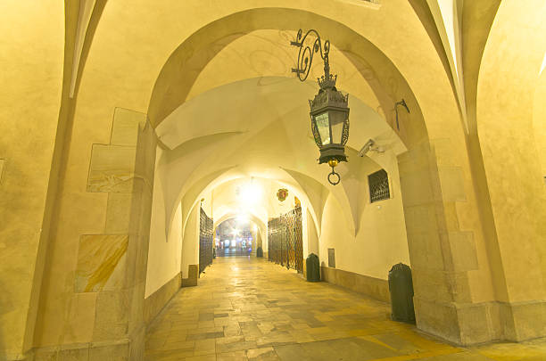 mysterious narrow alley in Krakow at night