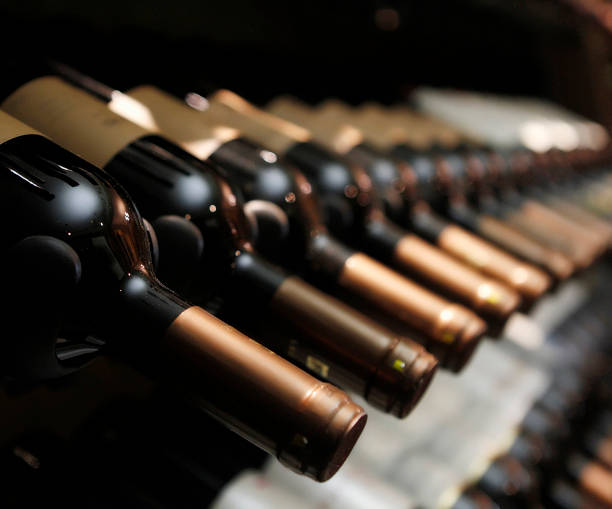 istock bottles of wine in row 465088890