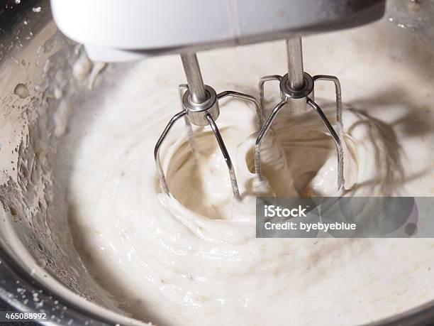 Mixing Butter Sugar And Egg Yolk With Mixing Machine Stock Photo - Download Image Now