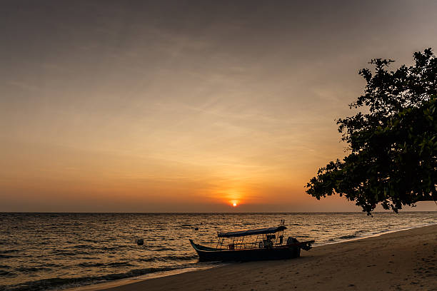 istock Amazing Sunrise shining on boat 465089266