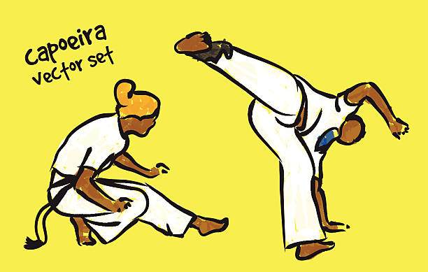 ilustrações de stock, clip art, desenhos animados e ícones de conjunto de capoeira - capoeira brazilian culture dancing vector