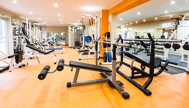 Gym and fitness room. stock photo