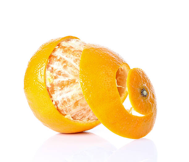 istock orange peel against on white background. 465093752