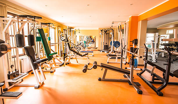 Gym and fitness room. stock photo