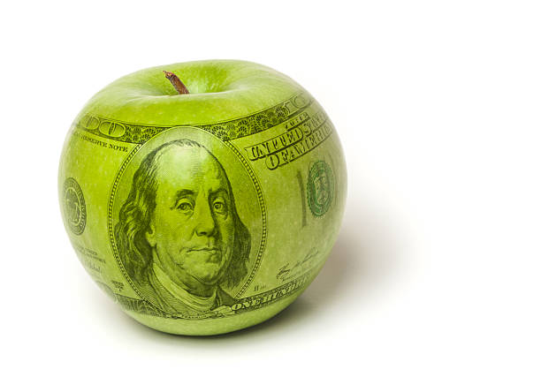 High cost of education apple stock photo